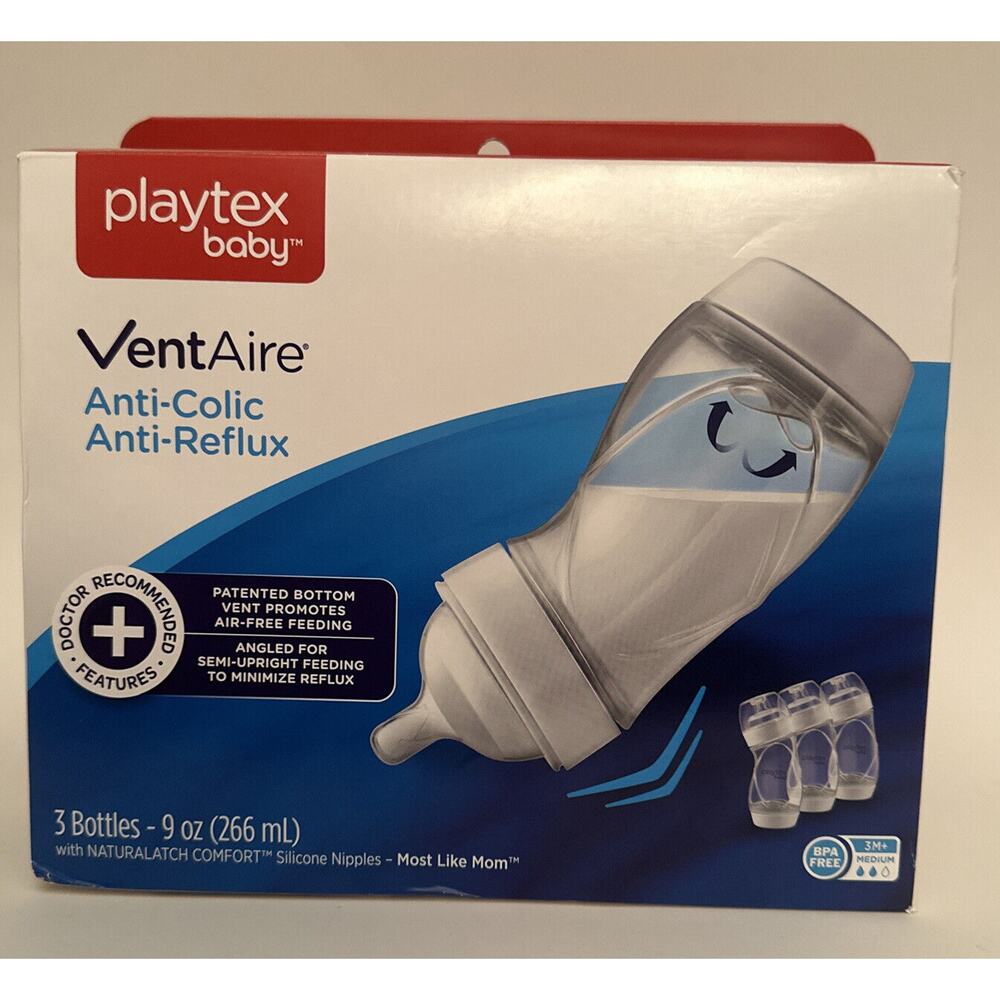 Playtex Baby VentAire Anti-Colic,Air Free, Semi Upright Feeding, 9 oz,‎ 3 Count